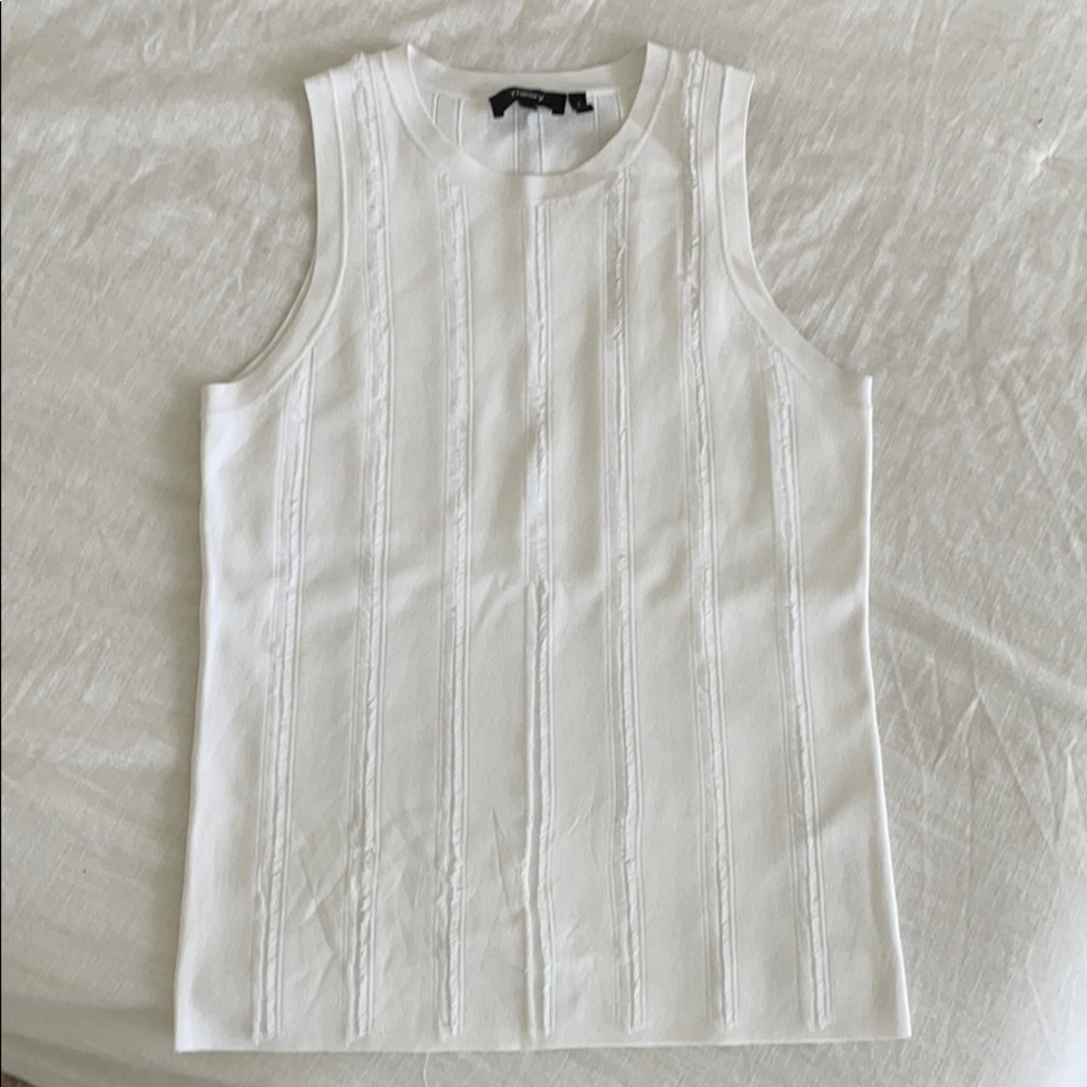 Theory White work short-sleeve top sz Small